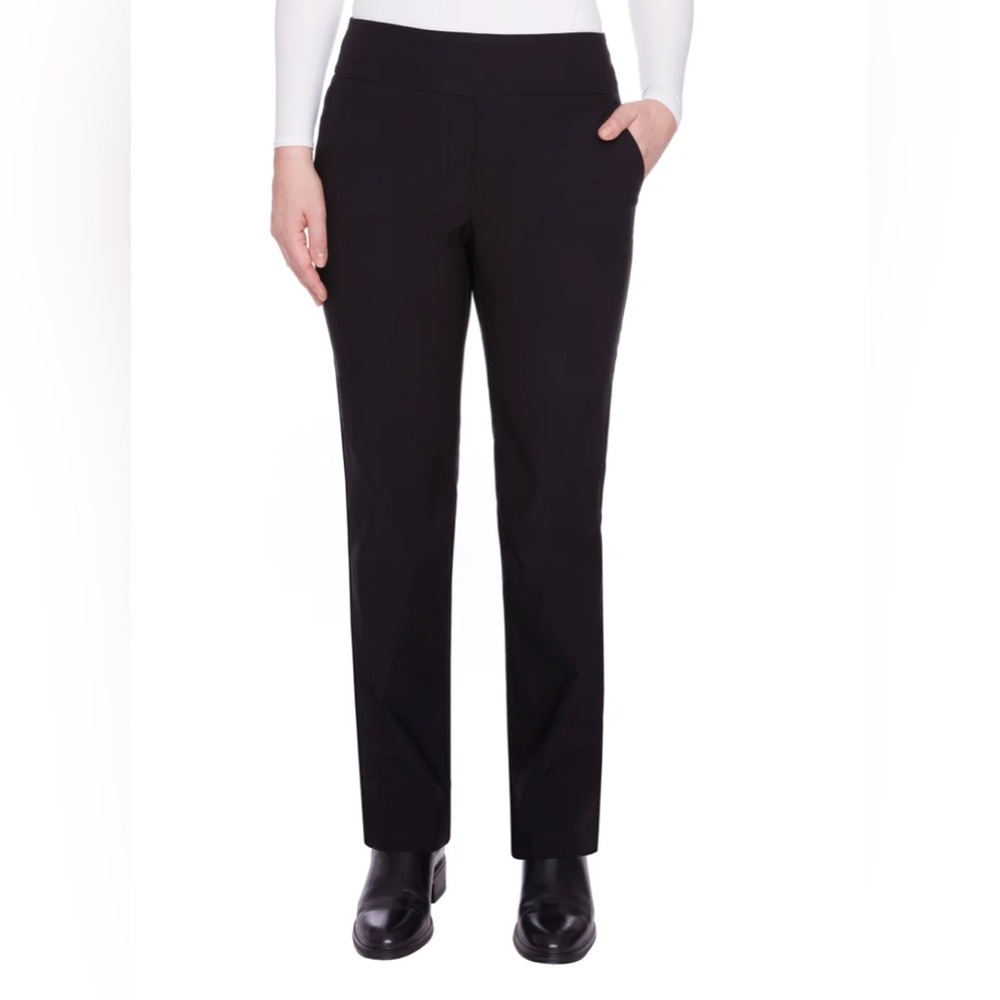 NWT- S.C. & Co. Straight Leg Pants w/Tummy Control (patterned black/gray)